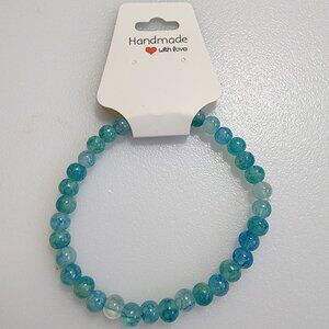 Handmade Blue Beaded Stretch Bracelet
